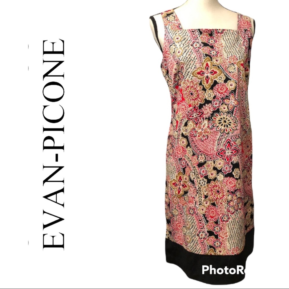 Evan Picone | Floral Red & Black House Dress 12